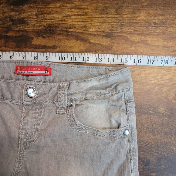 Zana Di Jeans Women 9 Bootcut Low Rise Button Flap Embellished Gray Thick Stitch - Picture 6 of 11